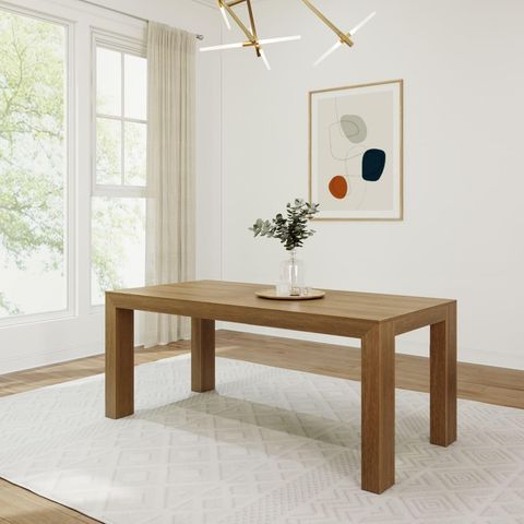 Amazon.com: Plank+Beam 72 Inch Modern Wood Dining Table, Solid Wood ... in Old Town Extendable Dining Table, Warm Pecan Brown